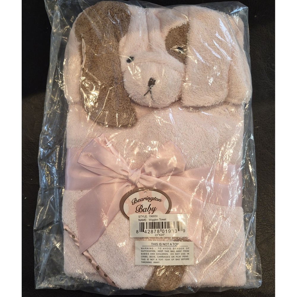 BEARINGTON Bears Bably Collection Pink Puppy hooded towel bath, beach, pool